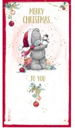 Julekort Merry Christmas (bamse med snemand) - Me To You